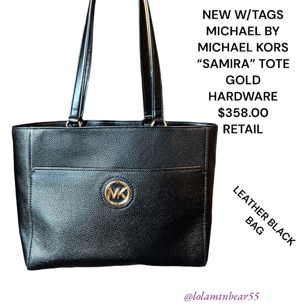 MICHAEL BY MICHAEL KORS “SAMIRA” BLACK LRG TOTE/PURSE BRAND NEW WITH TAGS - Picture 1 of 14